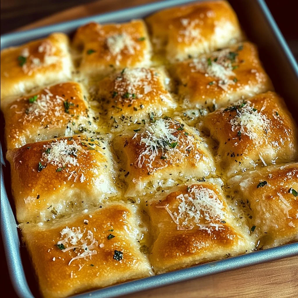 Homemade garlic parmesan focaccia bread with golden crust