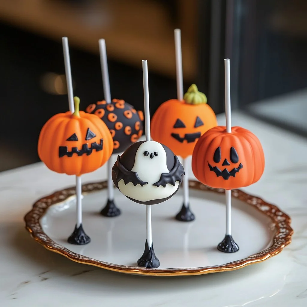 Colorful Halloween Cake Pops in festive designs for Halloween celebrations
