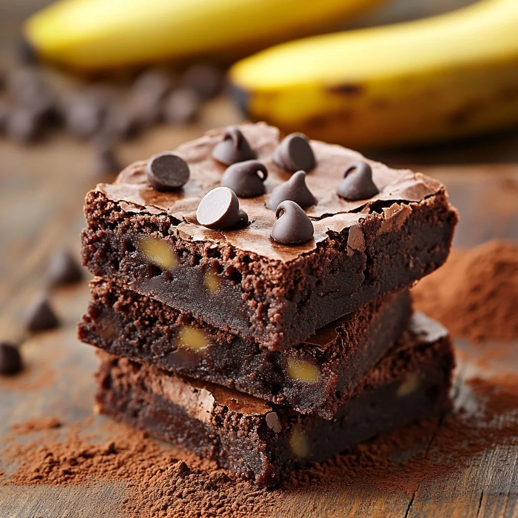 Healthy banana brownies made with ripe bananas and wholesome ingredients