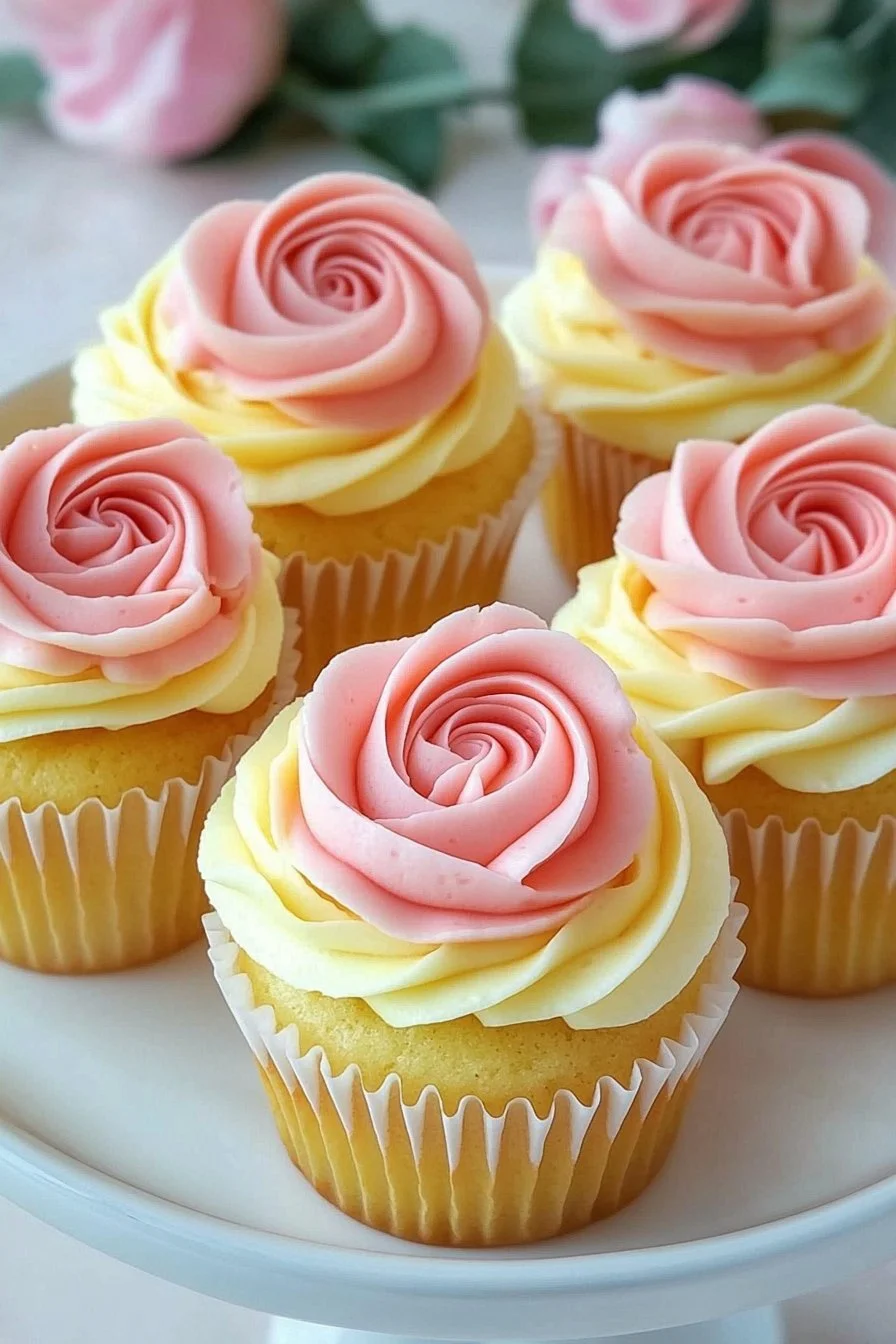 Lemon and rose cupcakes