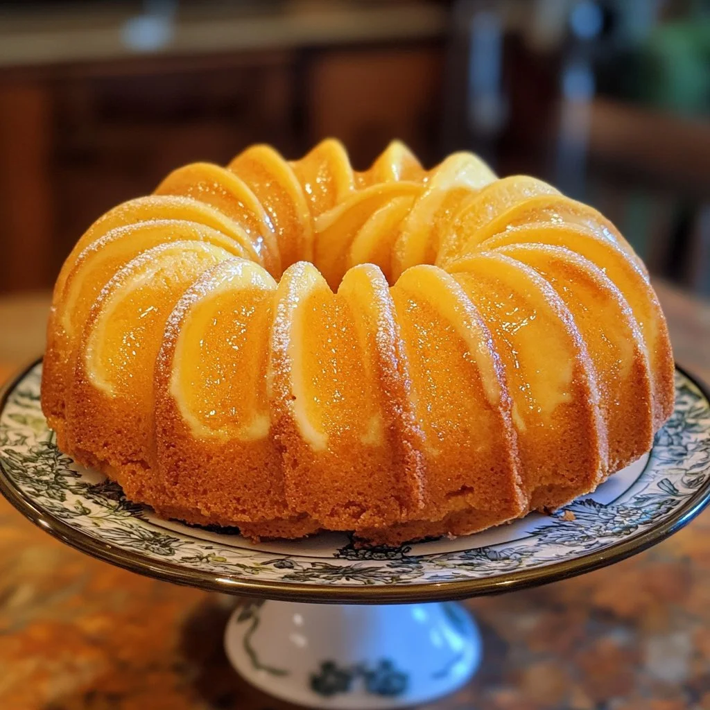 Moist and delicious Lemon Bundt Cake with a lemon glaze on top