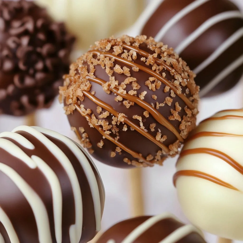 Delicious Lotus cookie cake pops decorated with chocolate and sprinkles