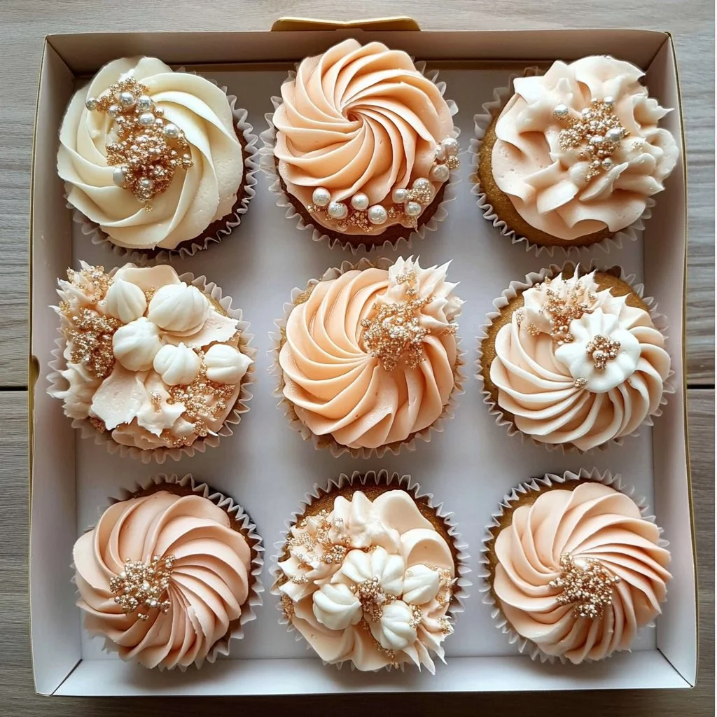 Deliciously designed peach cupcakes for any celebration