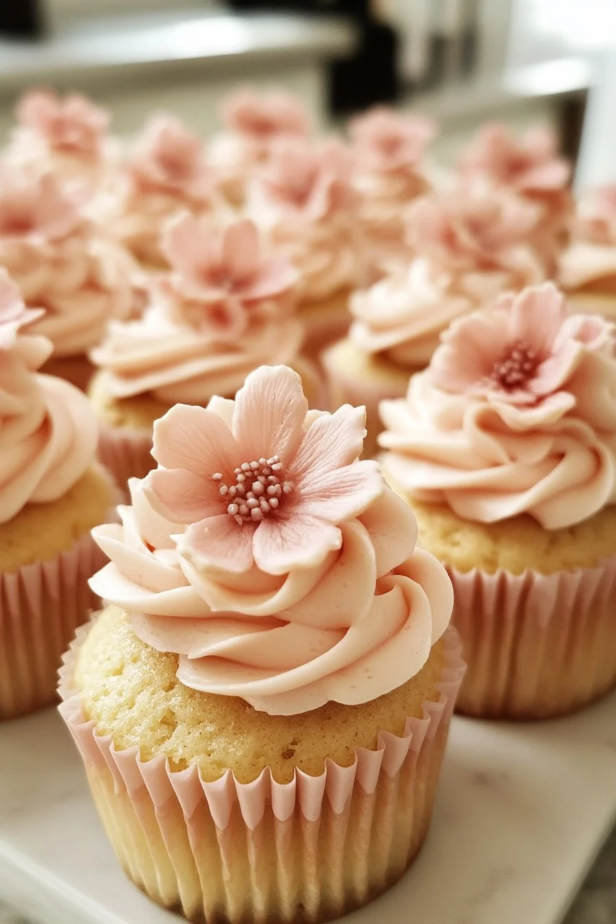Peachy Pink Bridal Shower Cupcakes