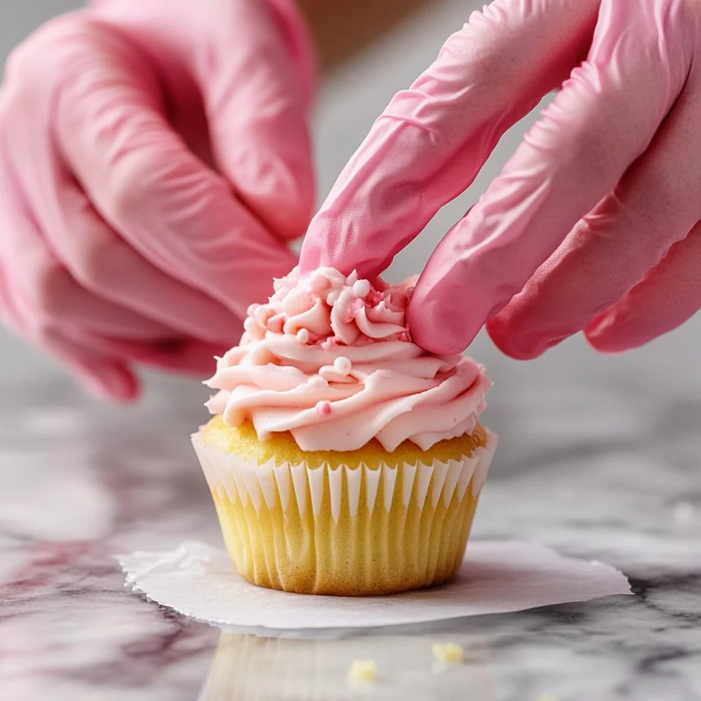 Mini pink flower cupcakes decorated with pastel frosting for a charming dessert