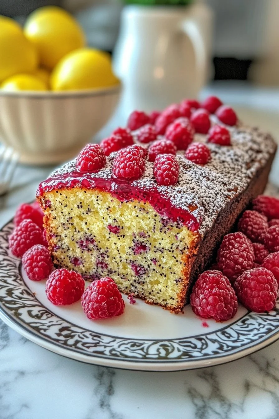 Raspberry Lemon Poppyseed Loaf Cake