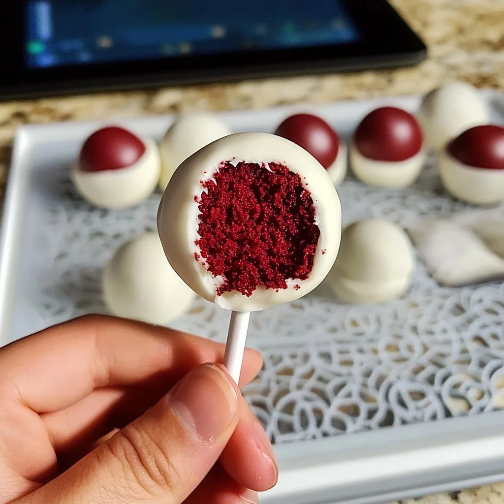 Delicious Red Velvet Cake Pops decorated for a festive occasion.