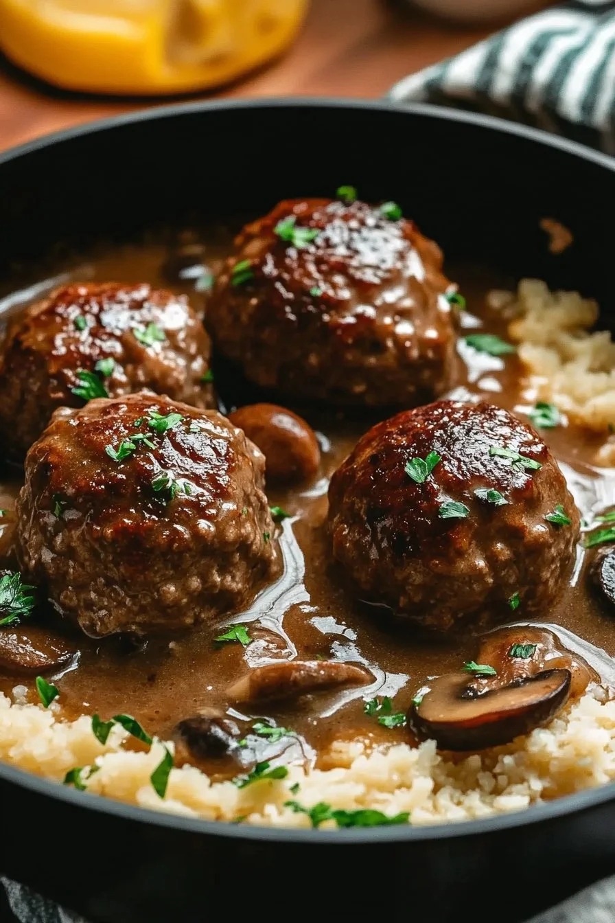 The Best Salisbury Steak Meatballs with Rich Mushroom Gravy