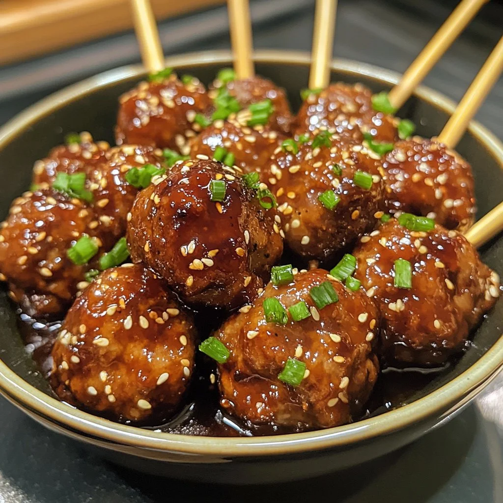 Delicious slow cooker teriyaki meatballs served with rice and vegetables.