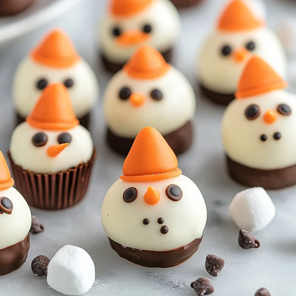 Delicious Snowman Cake Pops decorated for winter festivities