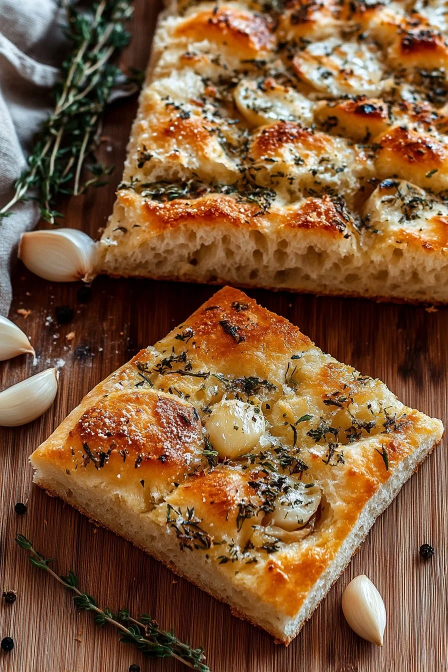 Sourdough Focaccia Recipe with Garlic and Herbs
