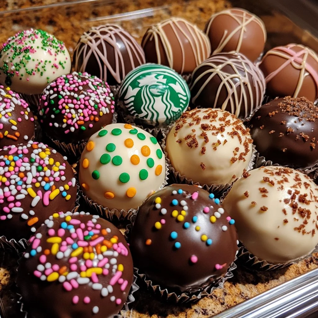 Delicious Starbucks cake pops displayed in a cafe setting.