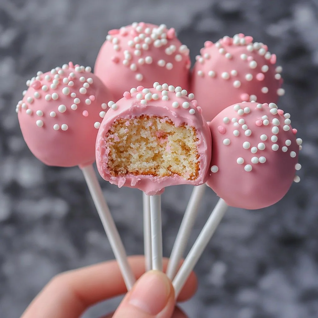 Starbucks copycat birthday cake pops arranged on a festive platter.