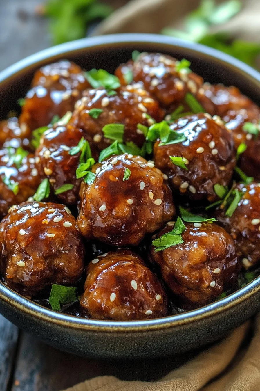 Sticky Mongolian Beef Meatballs