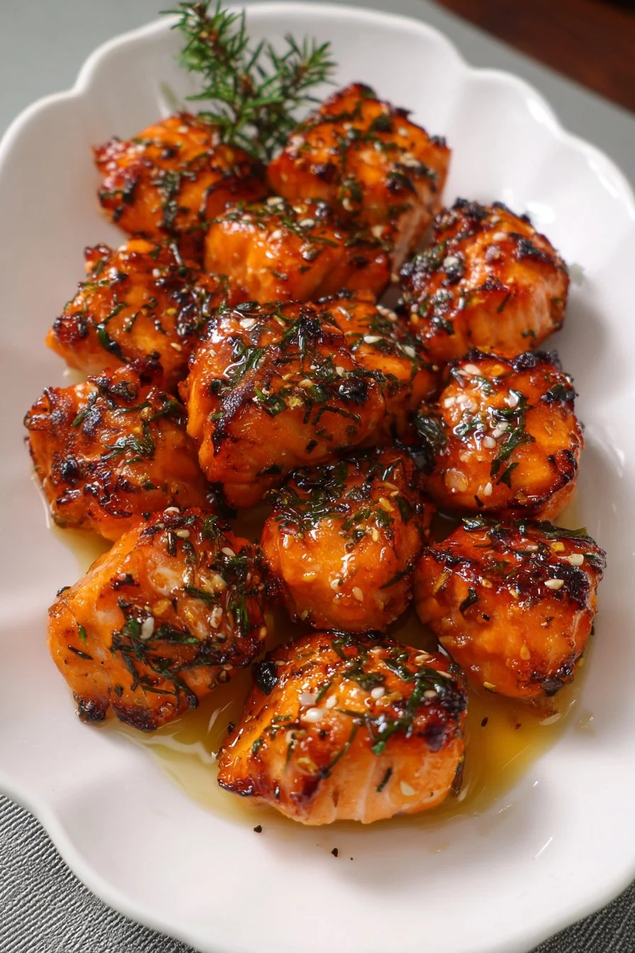 Air Fryer Honey Garlic Salmon Bites