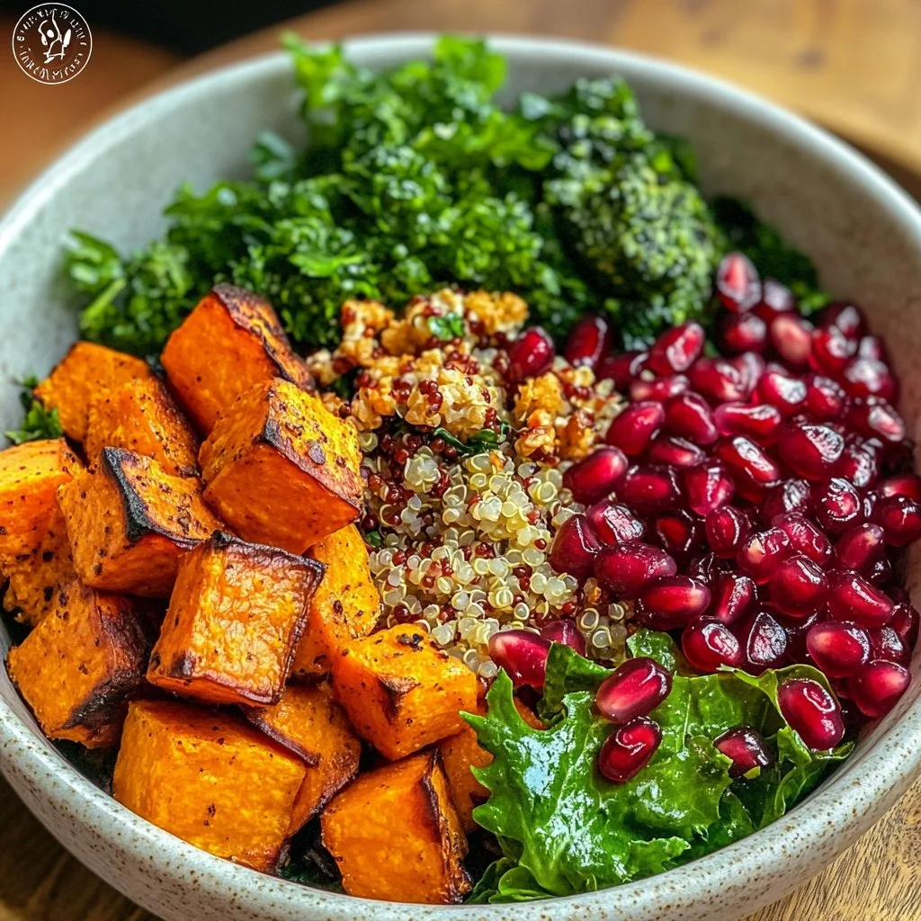 Healthy Anti-Inflammatory Harvest Glow Bowl with fresh vegetables and grains