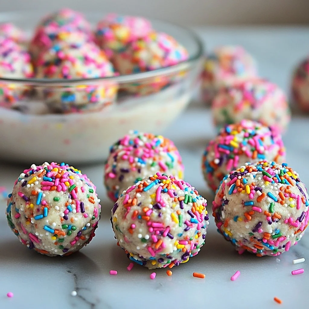 Birthday Cake Batter Protein Balls loaded with protein and festive flavor
