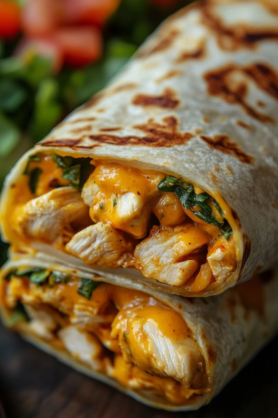 Cheesy Garlic Chicken Wraps