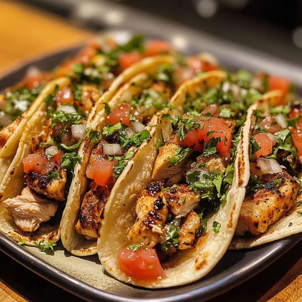 Delicious Chicken Street Tacos with fresh toppings