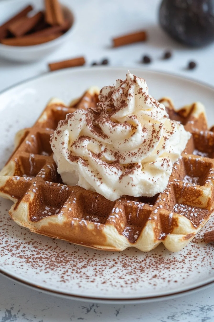 Cinnamon Waffles with Cinnamon Whipped Cream