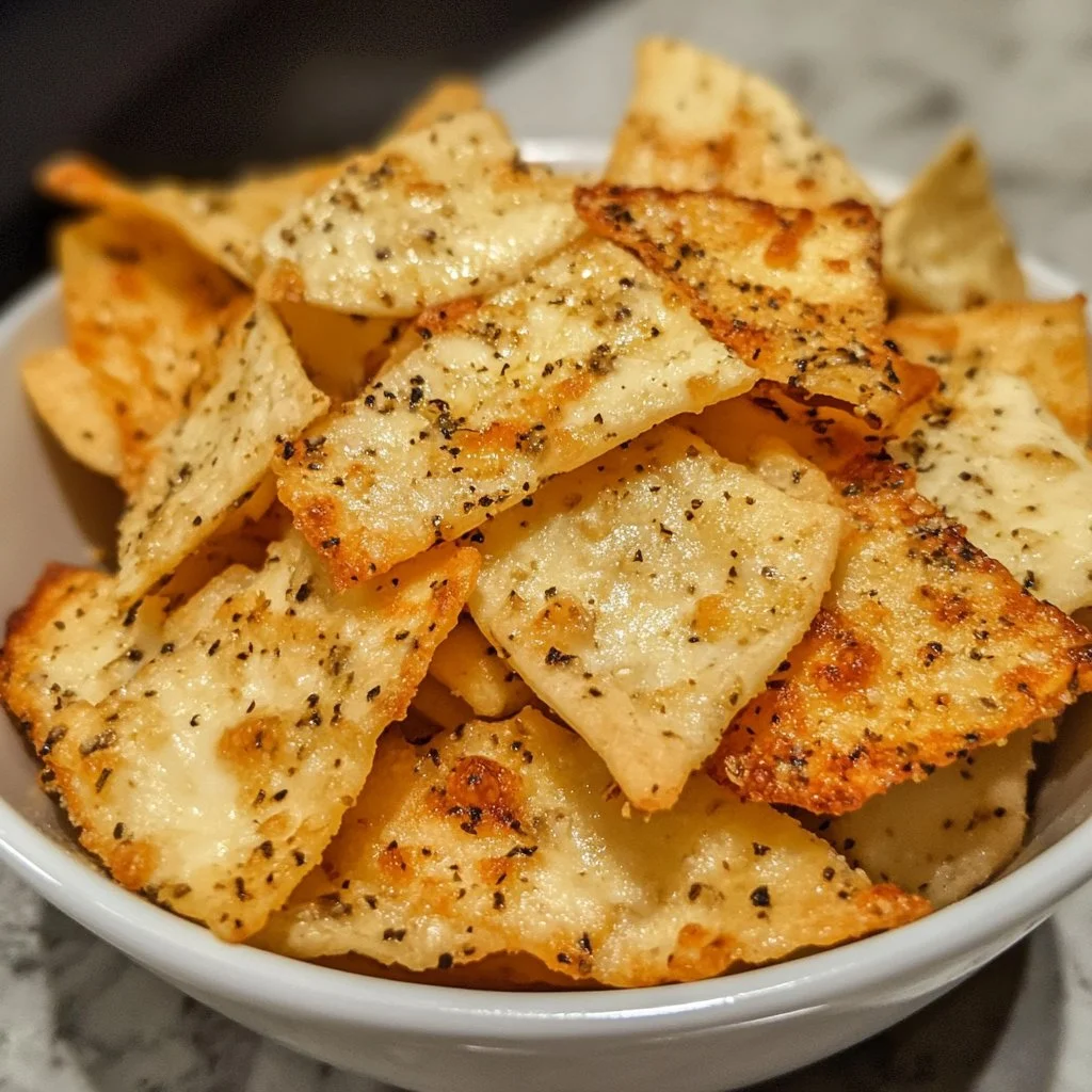 Crispy cottage cheese chips served in a bowl for a healthy snack option