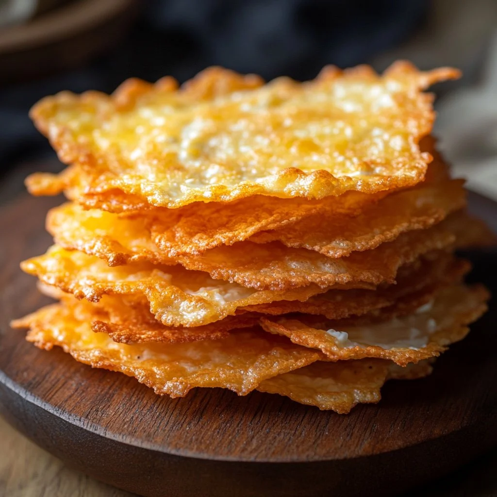 Cottage Cheese Chips served on a plate, a healthy snack alternative.