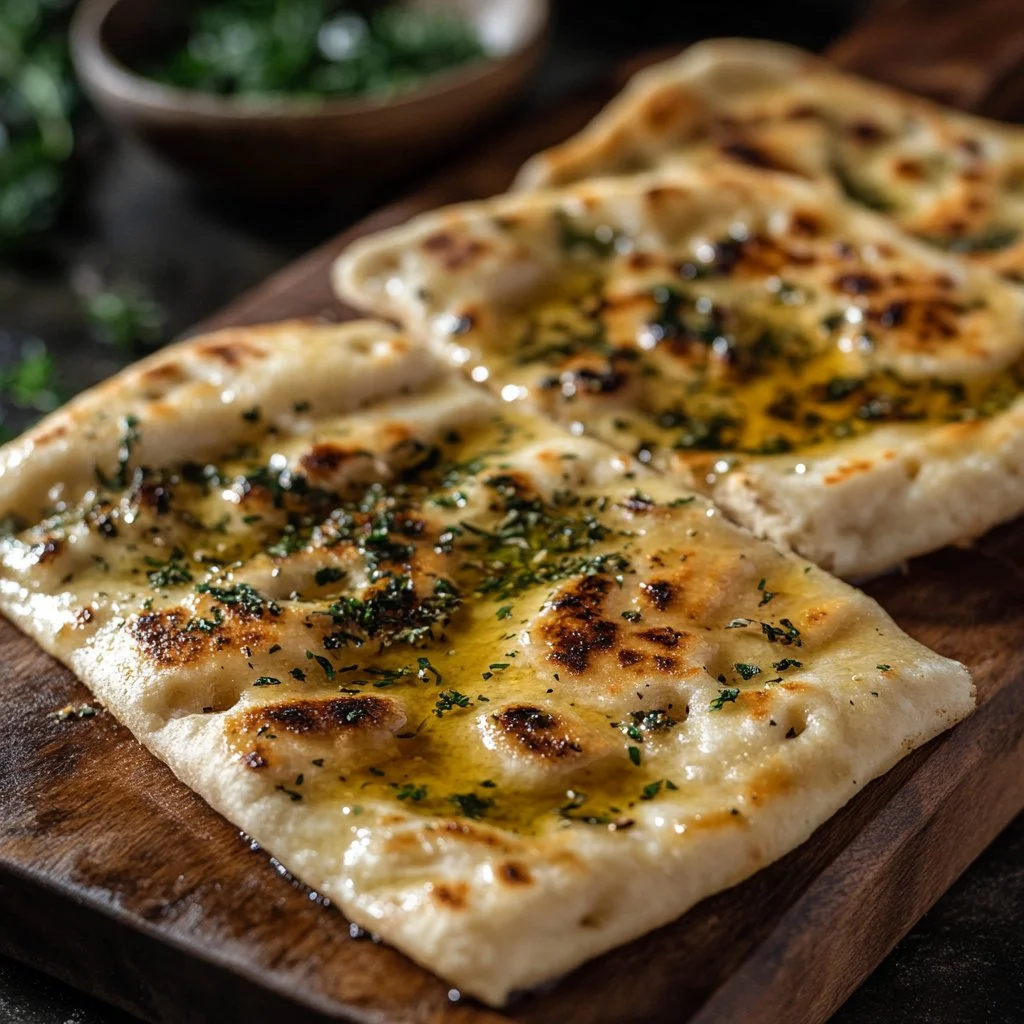 Freshly baked Cottage Cheese Flatbread served with toppings