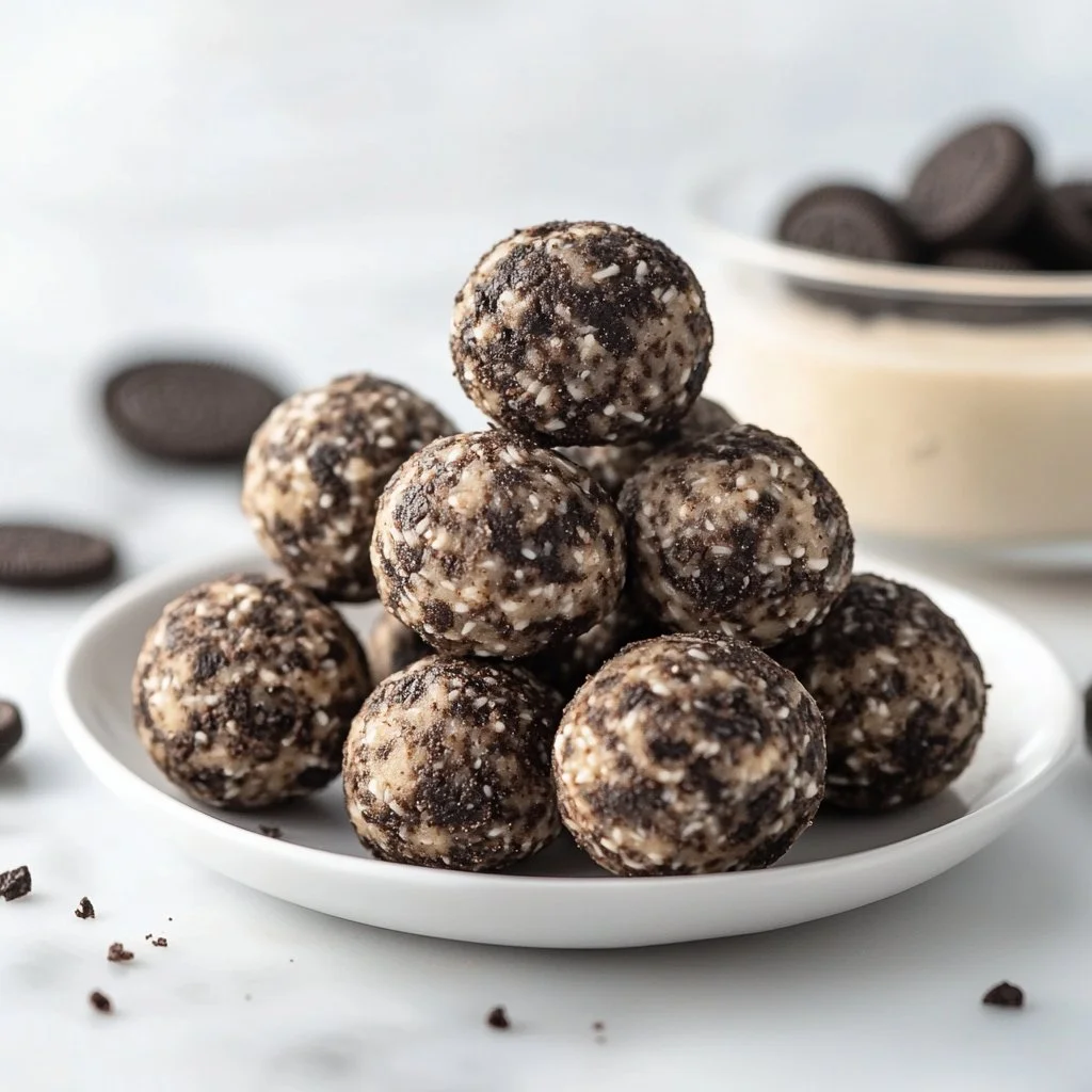 Cream Cheese Oreo Protein Balls recipe with cream cheese and Oreo cookies