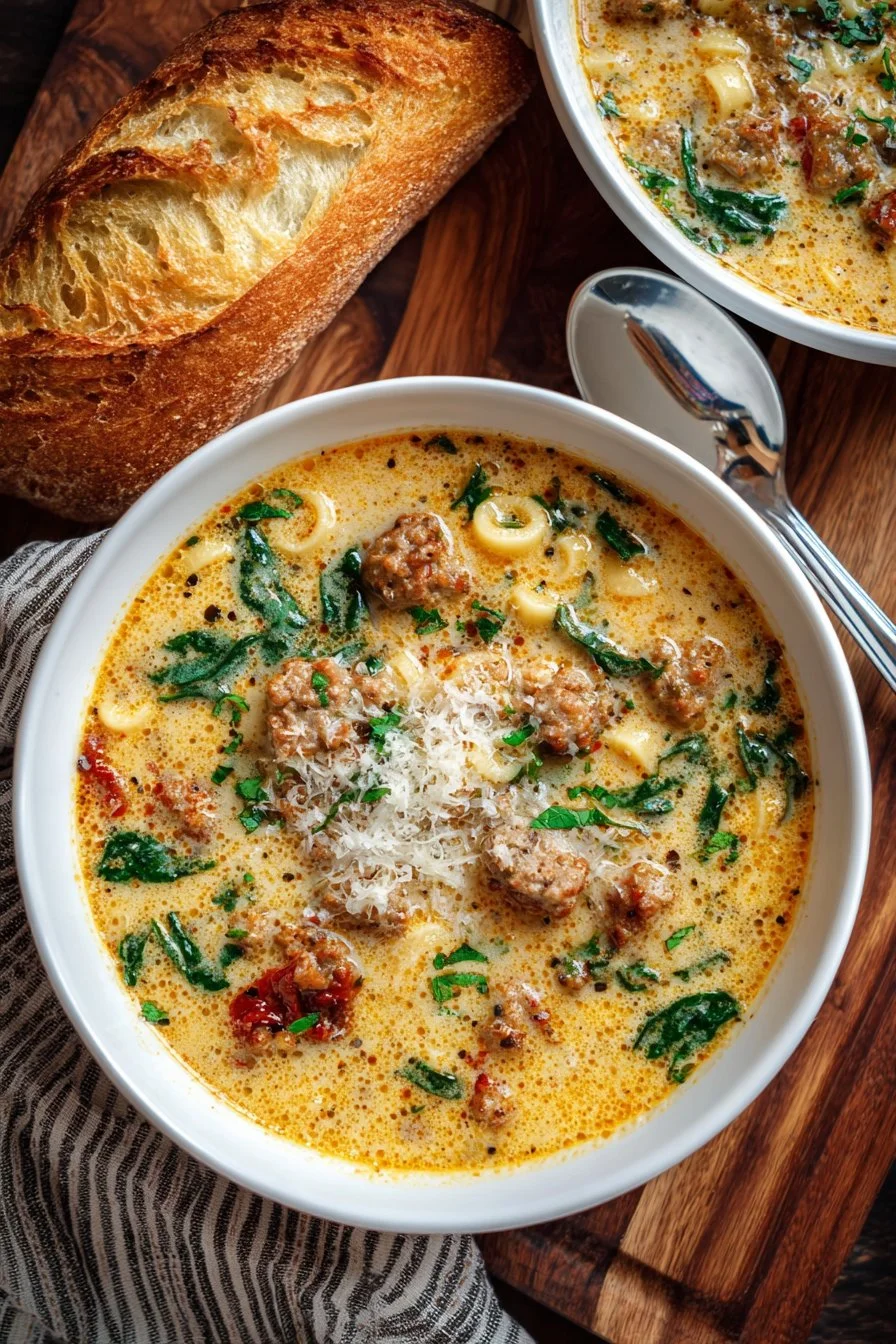 Creamy Parmesan Italian Sausage Ditalini Soup Recipe