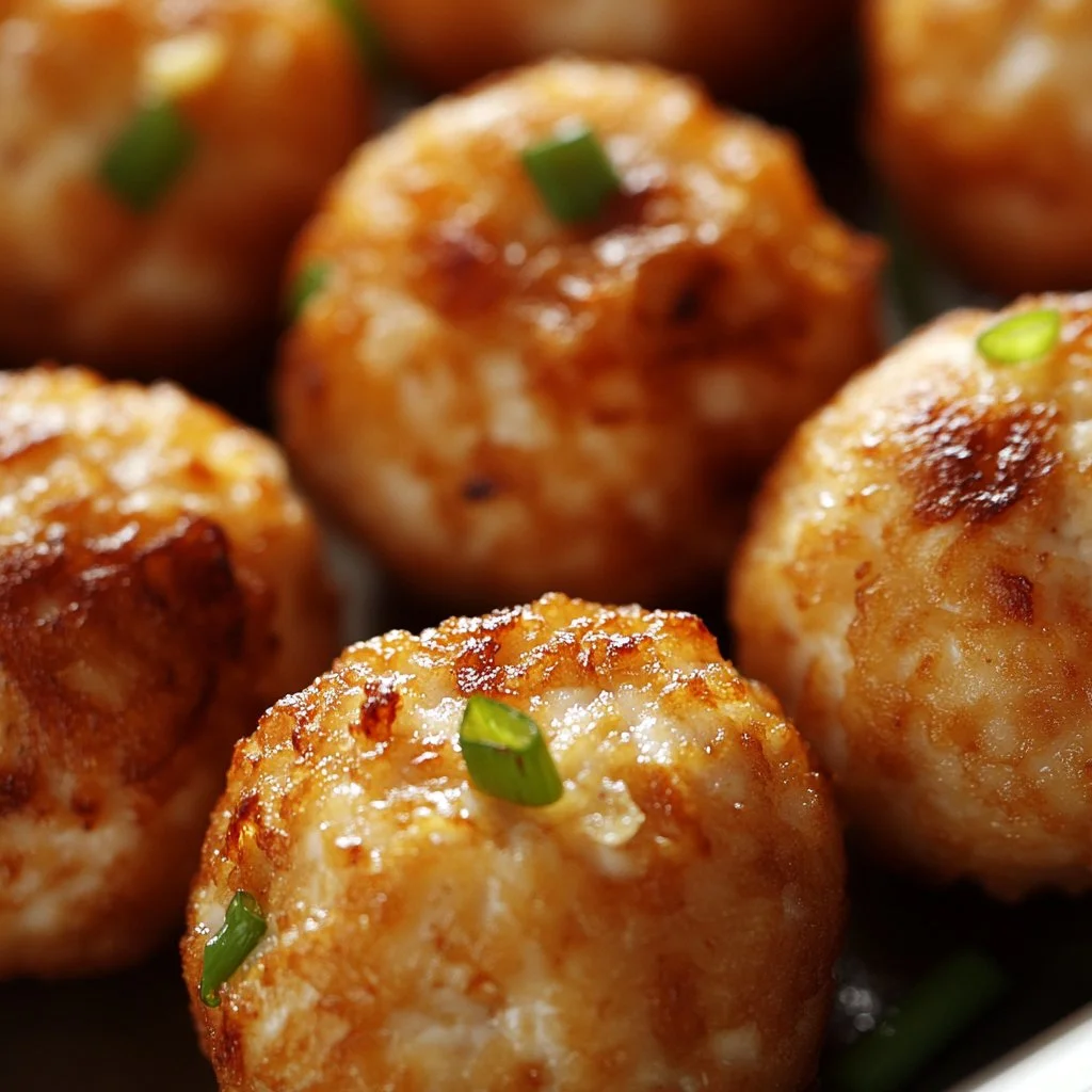 Crispy air-fried tofu balls served with dipping sauce