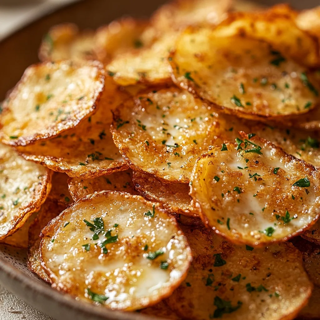 Crispy cottage cheese chips on a plate, a healthy snack option.