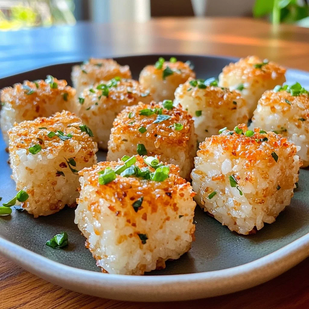 Deliciously crunchy Crispy Rice Bites ready to snack on