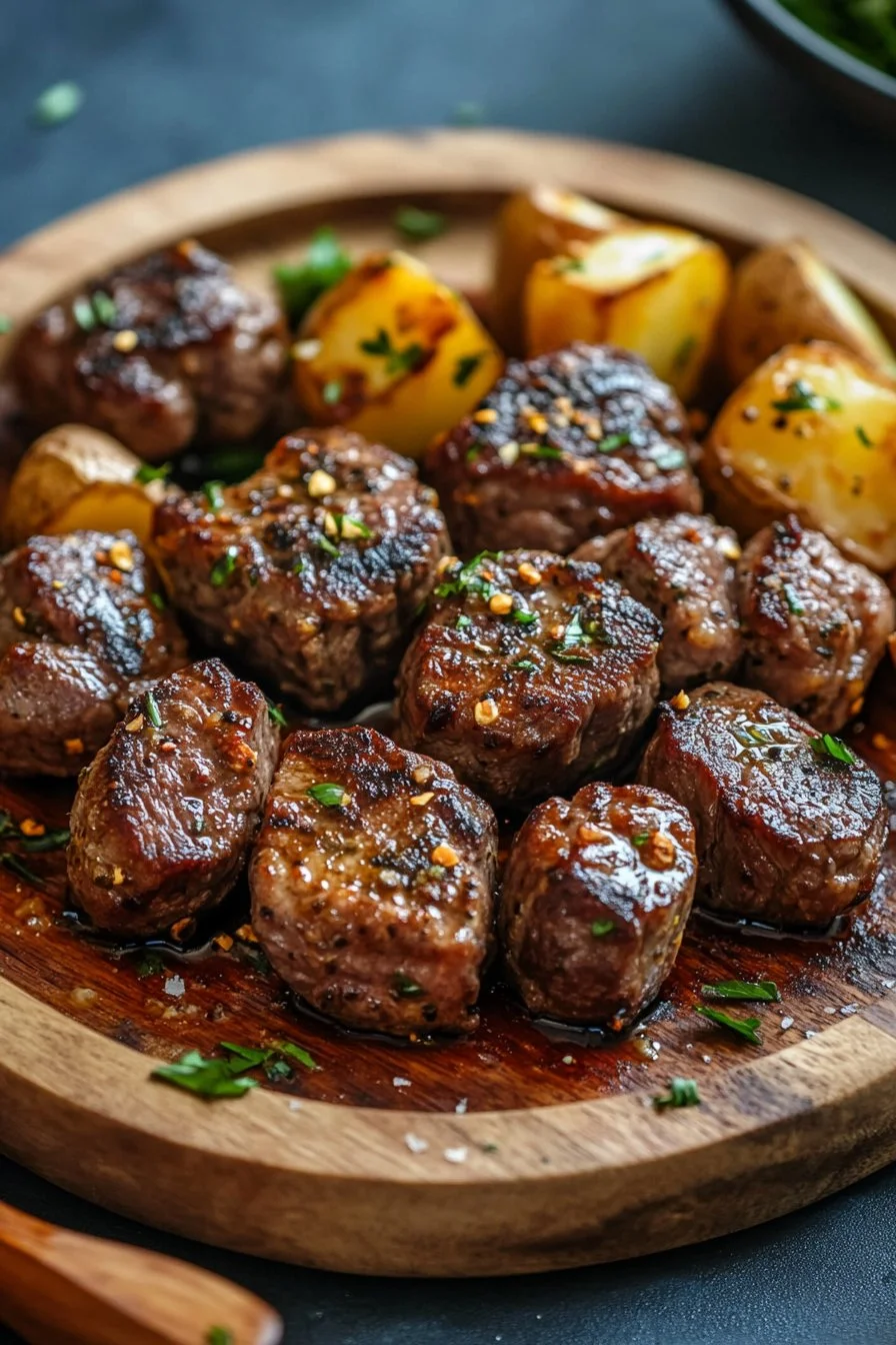 Garlic Butter Beef Bites with Potatoes
