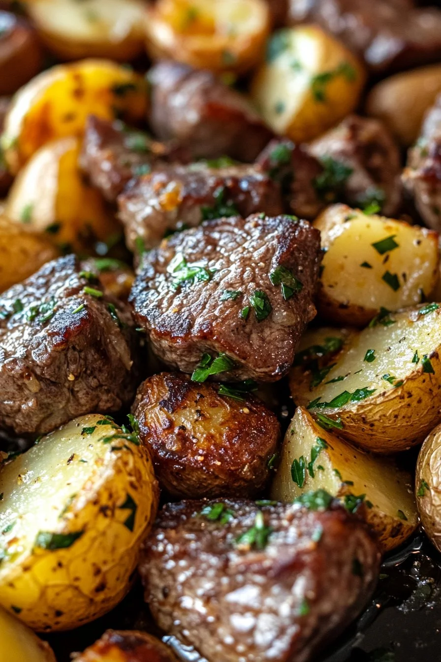 Garlic Butter Steak Bites and Potatoes