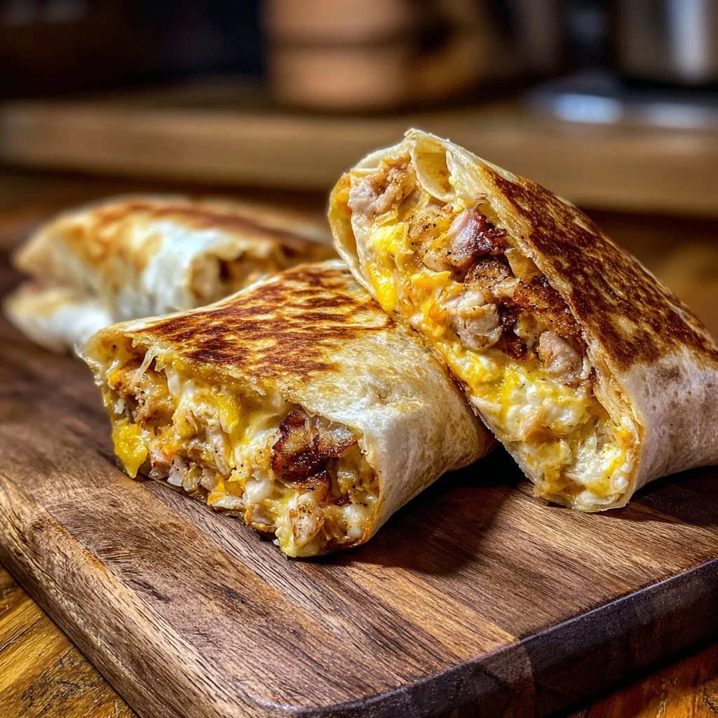 Delicious grilled cheese burrito filled with gooey cheese and savory ingredients