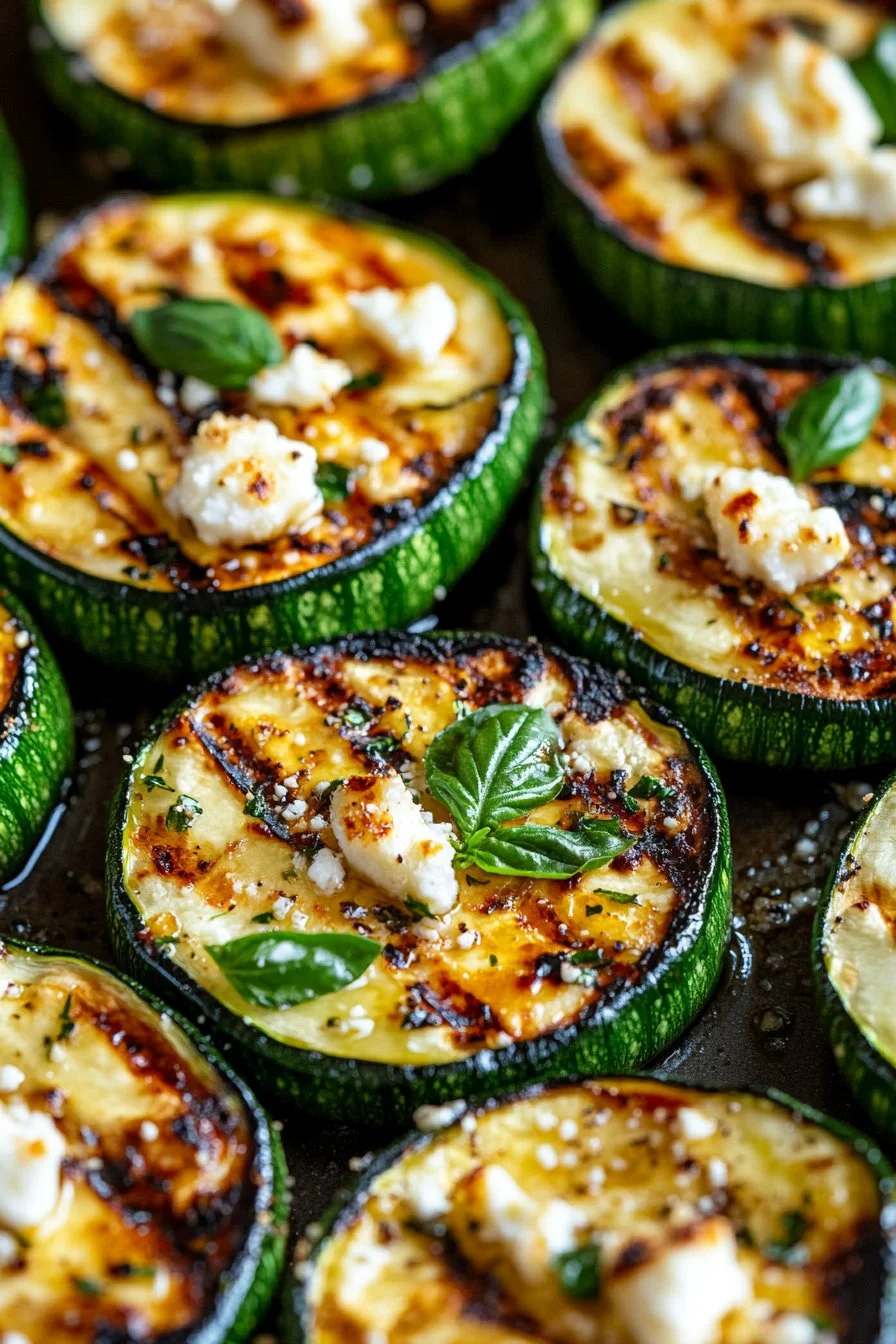 Grilled Zucchini With Goat Cheese, Basil & Honey