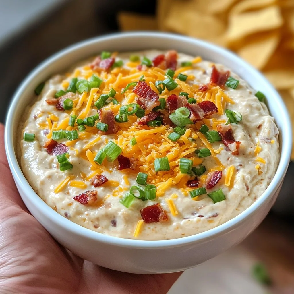 Delicious high protein crack dip served with fresh vegetables and chips