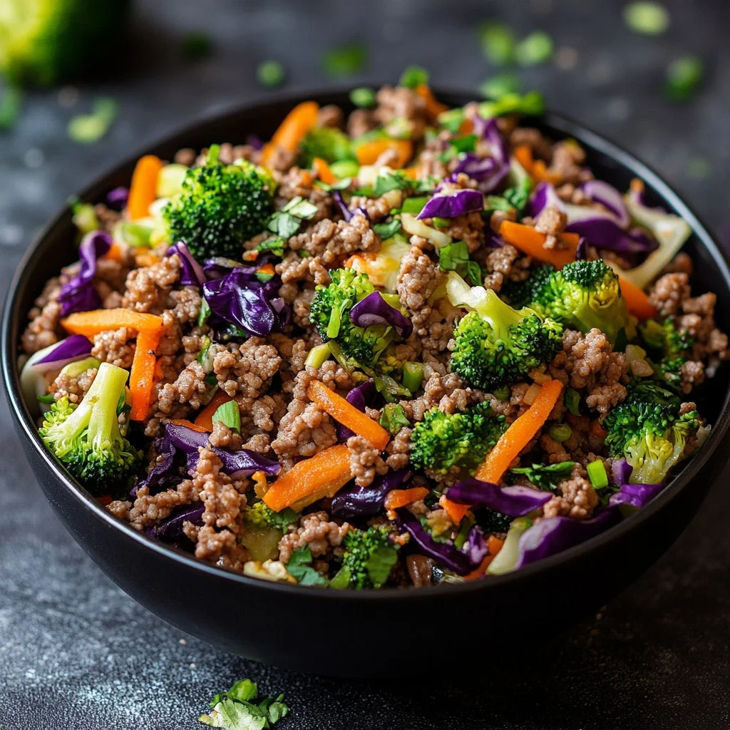 High Protein Egg Roll In A Bowl made with fresh ingredients and spices
