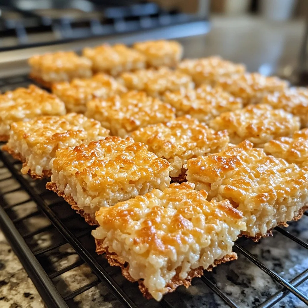 Homemade rice krispie cheese crackers on a serving platter
