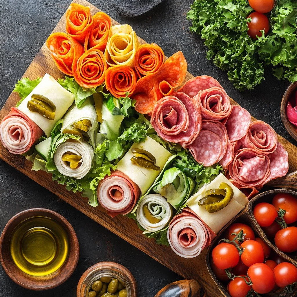 Delicious Italian Sub Roll-Up filled with meats, cheeses, and vegetables