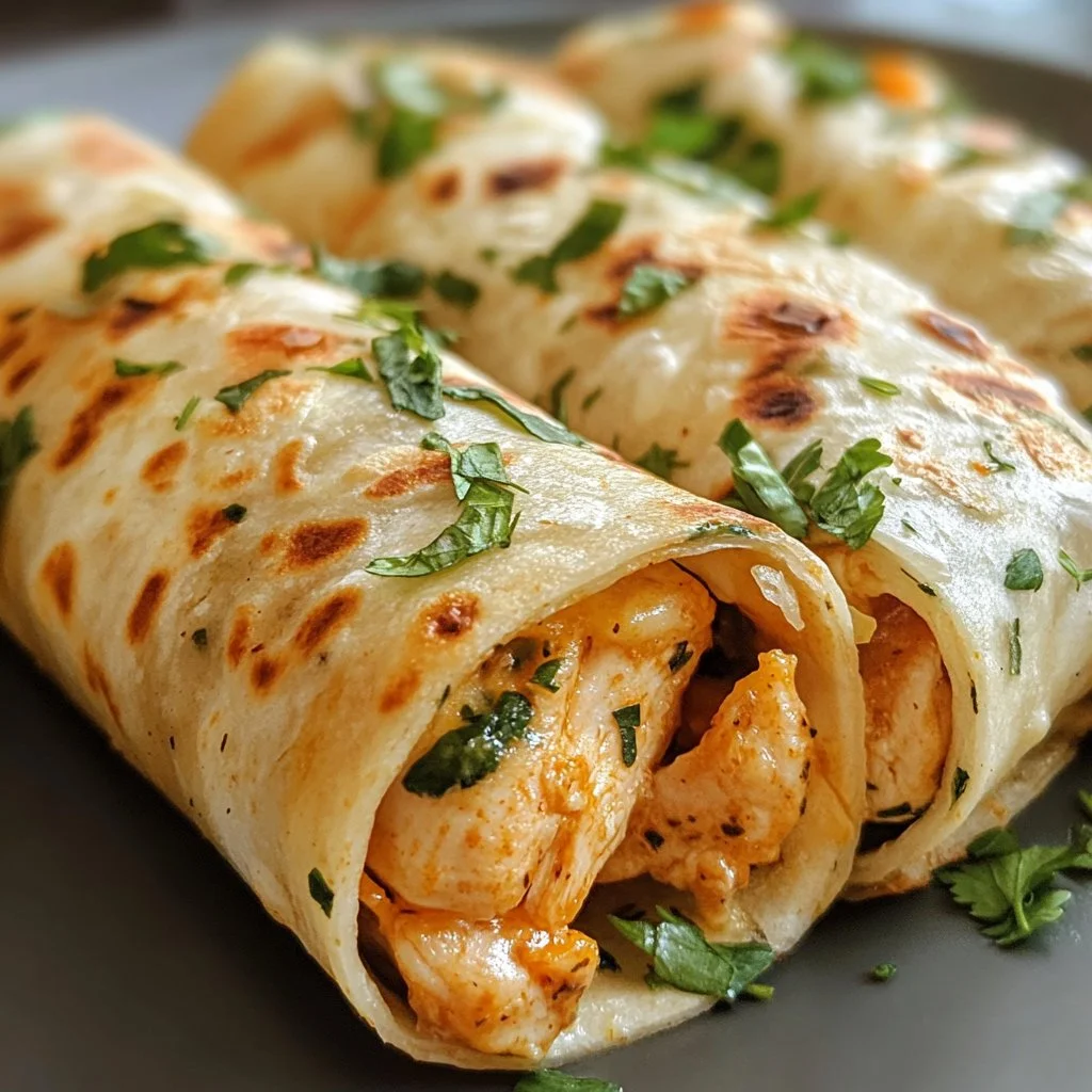 Low Carb Cheesy Garlic Chicken Wraps served with fresh herbs