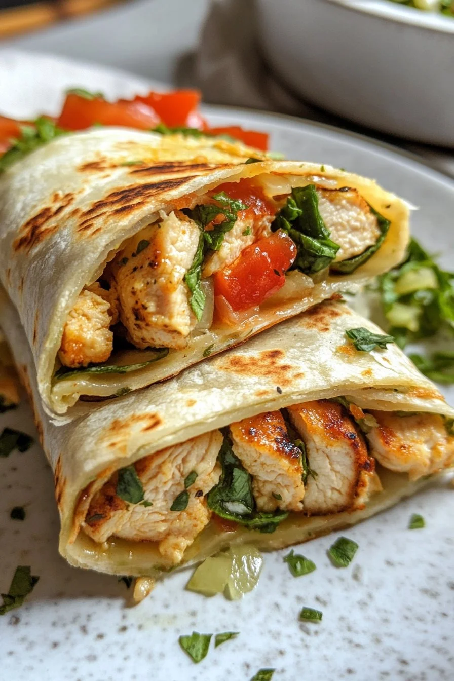 Low Carb Cheesy Garlic Chicken Wraps