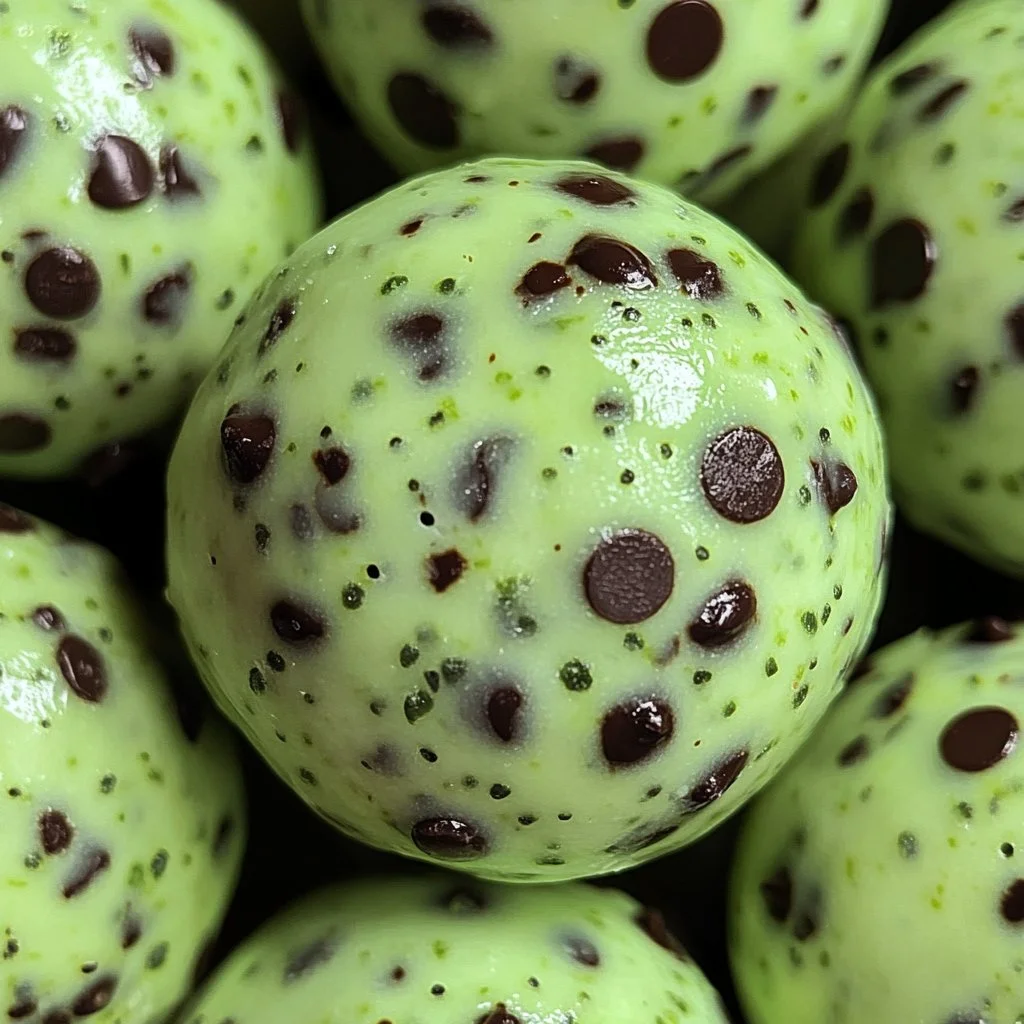 Mint chocolate chip protein balls recipe for a healthy snack.