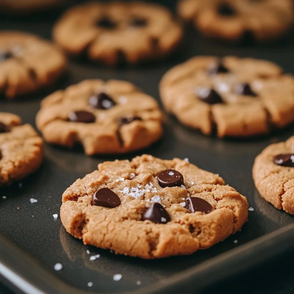 Delicious peanut butter protein cookies on a wooden table