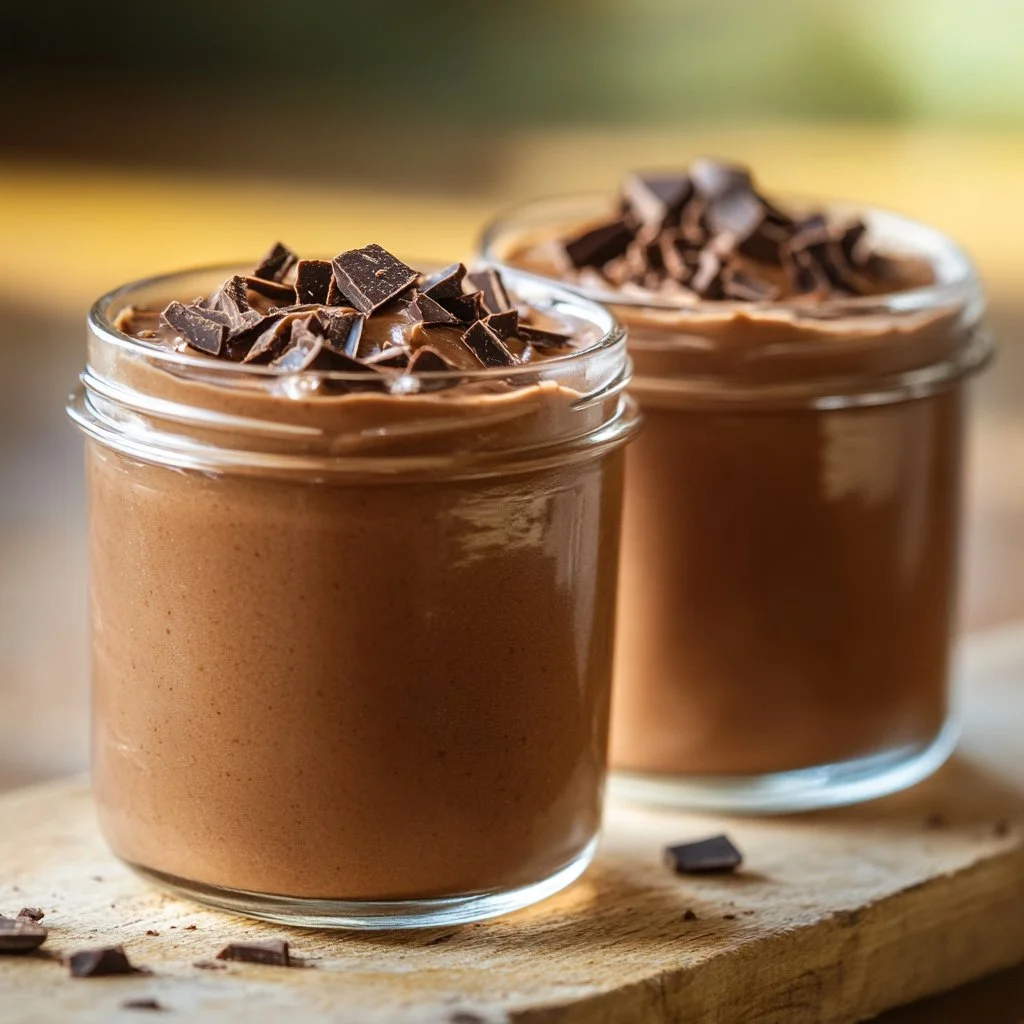Delicious protein pudding in a bowl, a healthy high-protein dessert option.