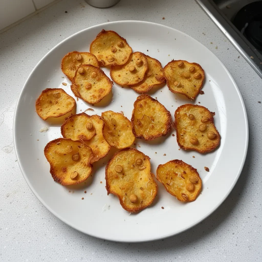 Baked Chickpea Chips in a bowl, healthy snack option