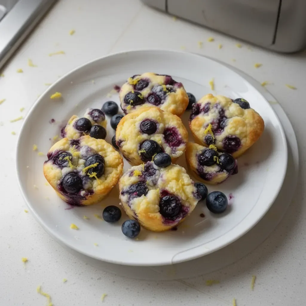 Blueberry and lemon zest cottage cheese bites on a plate
