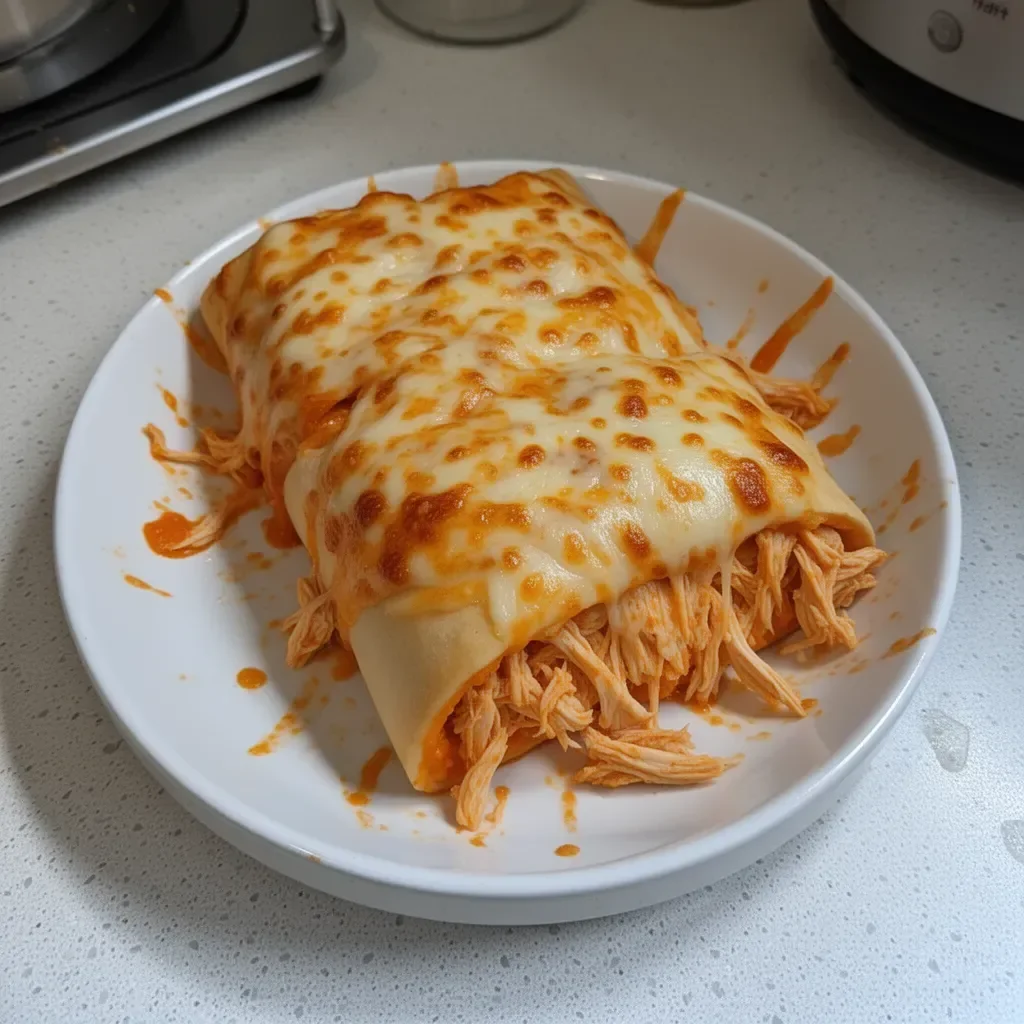 Delicious Buffalo Chicken Cheese Bake topped with melted cheese and buffalo sauce.