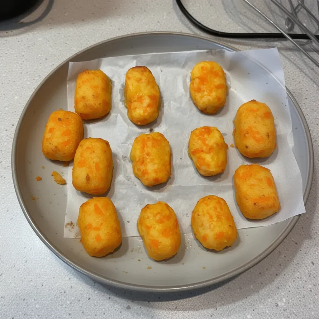 Crispy Carrot Potato Tots served on a platter with dipping sauce