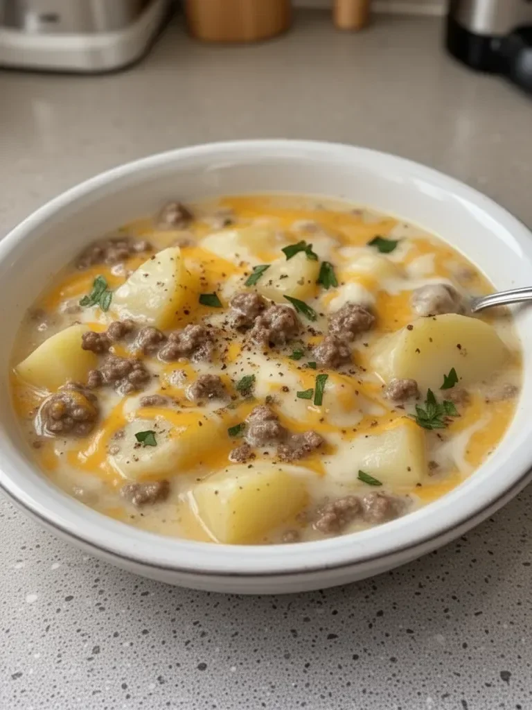 Cheesy Hamburger Potato Soup